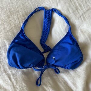 L space blue macrame bikini top